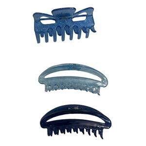 Hair Clips Lot of 3 Oval Cutout Plastic Hair Claw Women Small Accessory Vintage